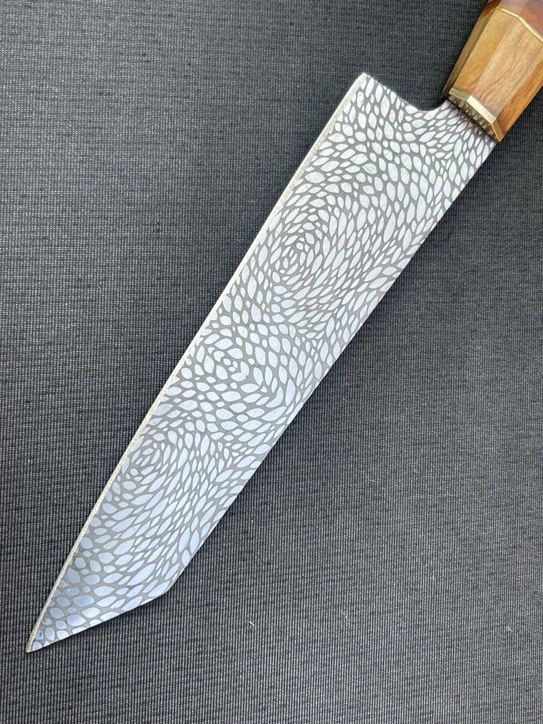 Μαχαίρι κουζίνας - R442 - Χάλυβας, Ορείχαλκος, Ξύλο - Ισπανία - μαχαίρι Gyuto σεφ #1.0