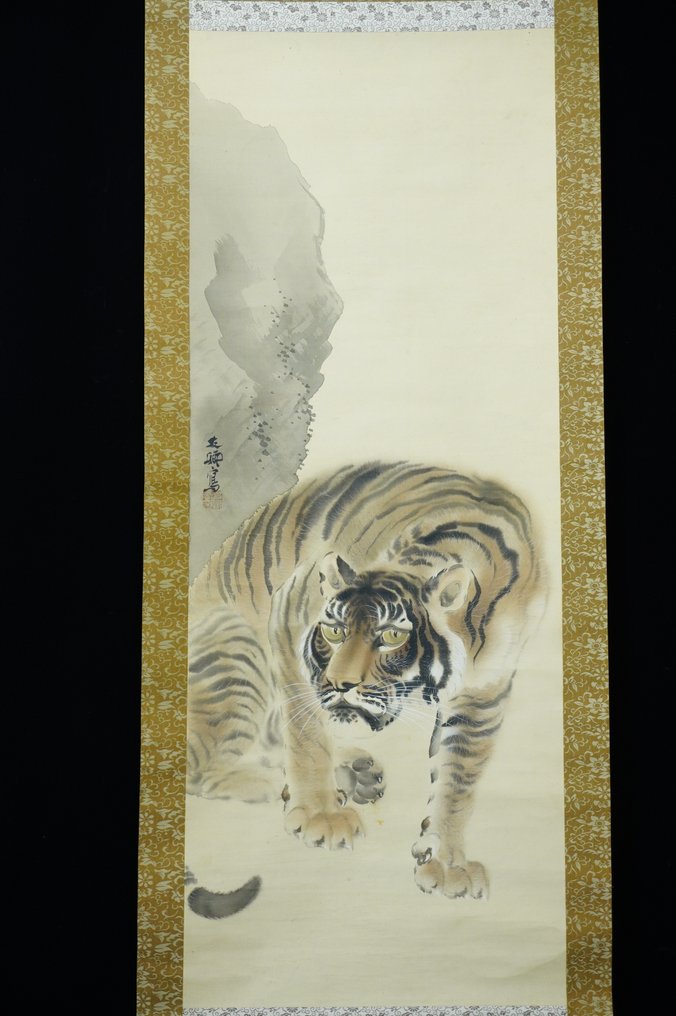 Absolute Auction – Hanging Scroll – Tiger by Oyama Yukyo 小山友郷 (Taisho–Showa period) - Oyama Yukyo 小山友郷 - 日本 (没有保留价) #1.0