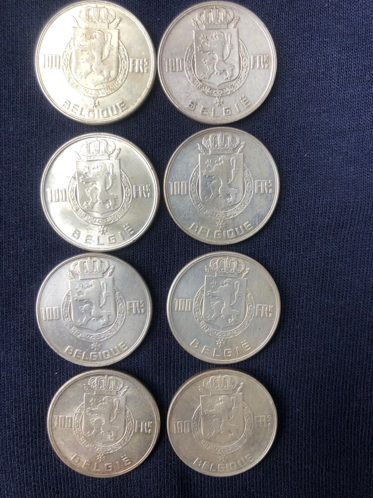Belgia. 100 Francs 8 stuks diverse jaren  (Ingen reservasjonspris) #1.0