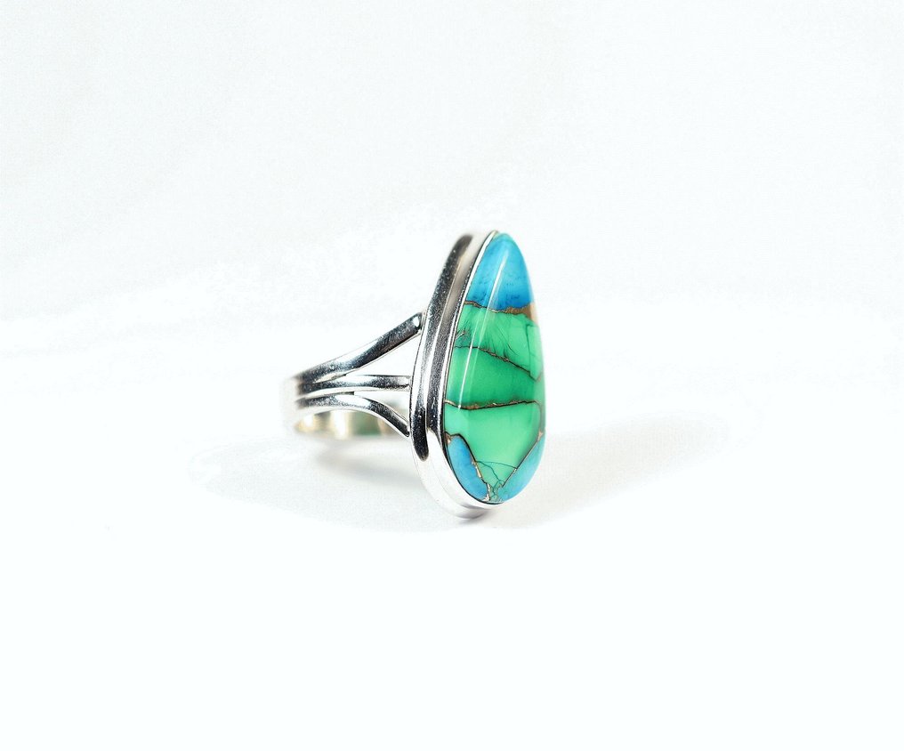 Ring Peacock Dahlia Turquoise / Cabochon / new - 6.76 g - (1) #1.0