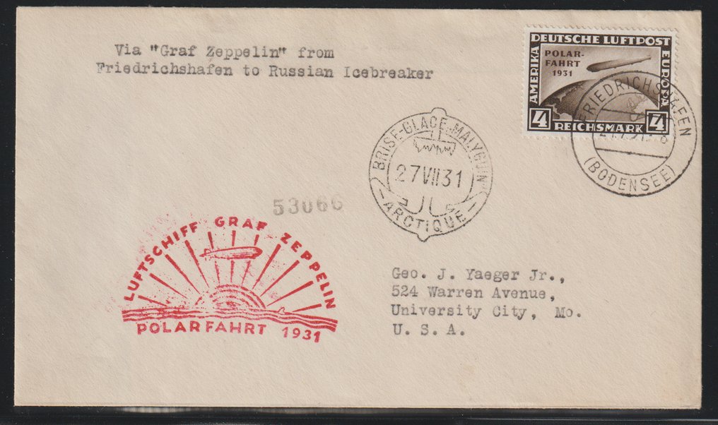 German Empire 1931/1931 - Graf Zeppelin polar flight 1931 complete on maps and letters - Michel 456 - 458 #1.0