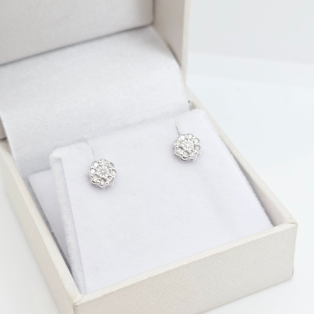 χωρίς τιμή ασφαλείας - Σκουλαρίκια - 14 καράτια Λευκός χρυσός - 0.13ct. tw. Διαμάντι (Φυσικό) #2.1