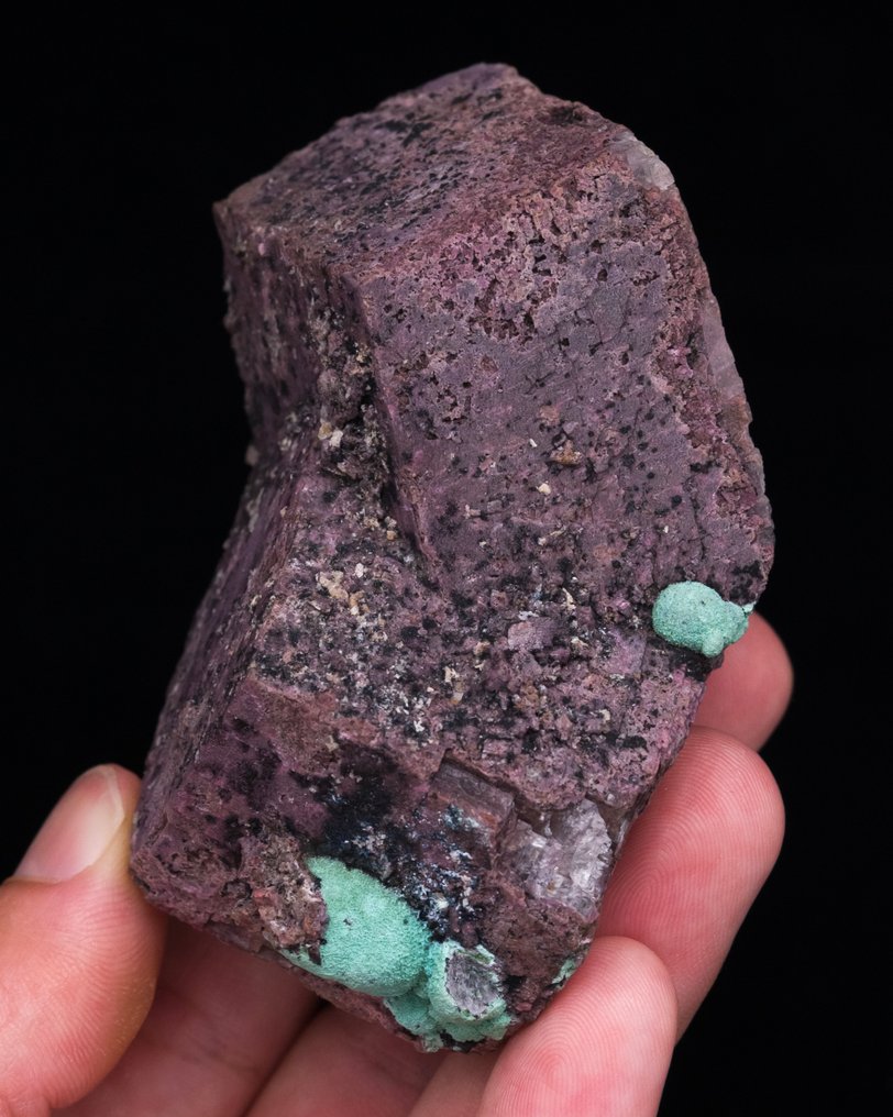 罕见的钴方解石浮石 与异质矿和孔雀石 - 高度: 7.3 cm - 闊度: 8.6 cm- 207.34 g - (1) #1.0