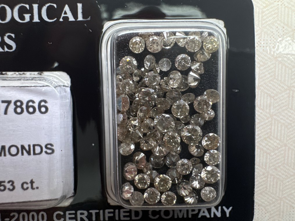 Sin precio de reserva - 90 pcs Diamante (Color natural) - 3.53 ct - Redondo - Light Marrón - VVS1, VVS2, VS1, VS2, SI1, SI2, I1 - Gemological Center Israel (GCI) - F-G #1.0
