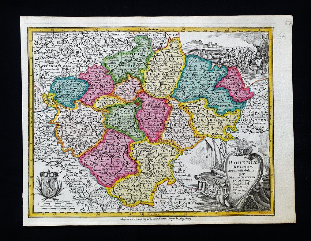 Europa - Czech Republik / Baltic Sea / Bohemia / Poland / Lithuania / Prague / Silesia / Brno / Moravia; Matthaus Seutter - Bohemiae Regnum - 1721-1750 #1.0