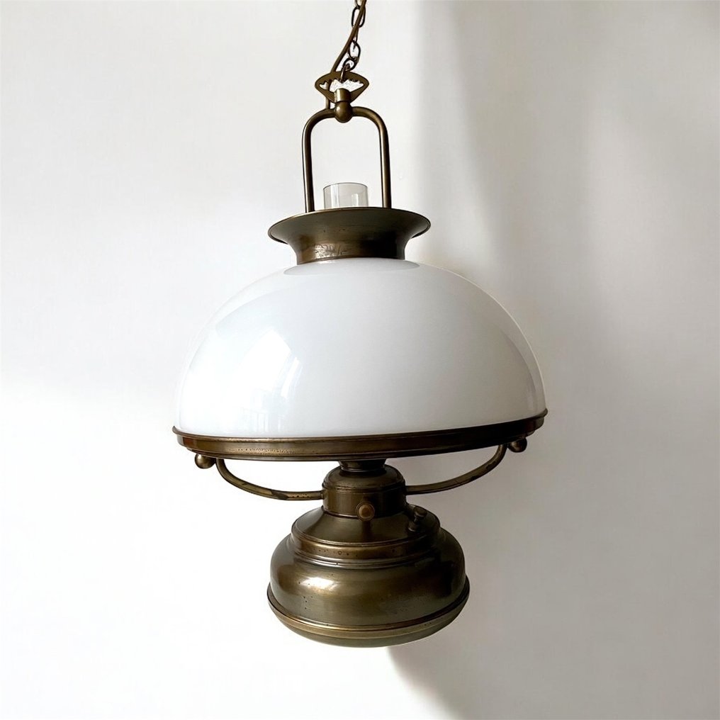 Neukro-Menden - Lampe à suspendre (3) - Ensemble de lampes - 1 lampe suspendue et 2 appliques murales - Opaline - Conception de lampe à pétrole #1.0
