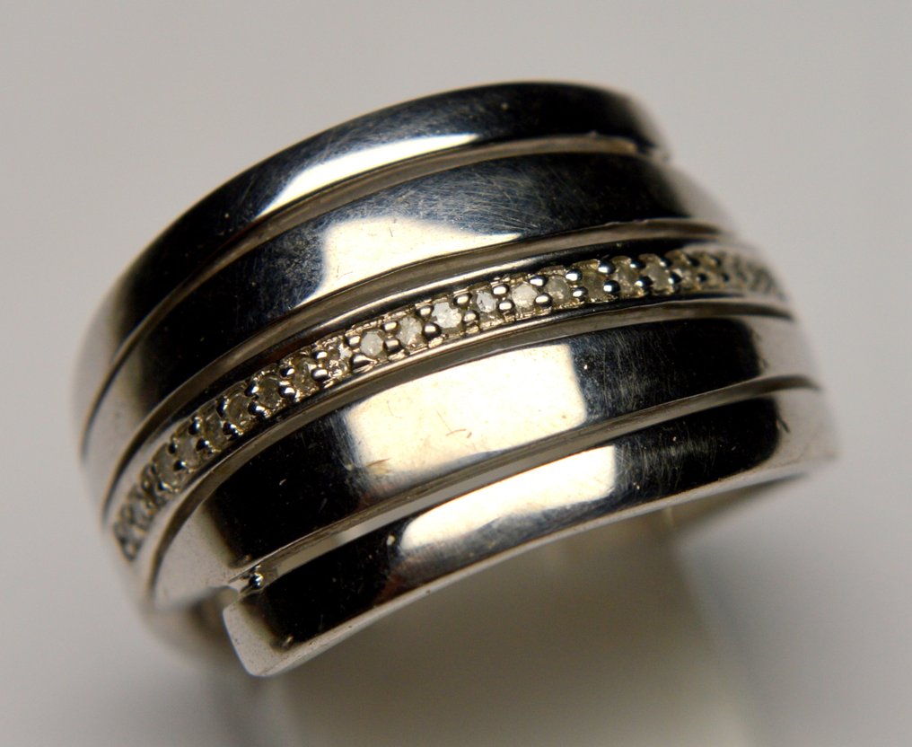 Nincs minimálár - Gyűrű 925 ezüst Gyémánt (Természetes)  - Gyémánt - 0,125 ct #2.1