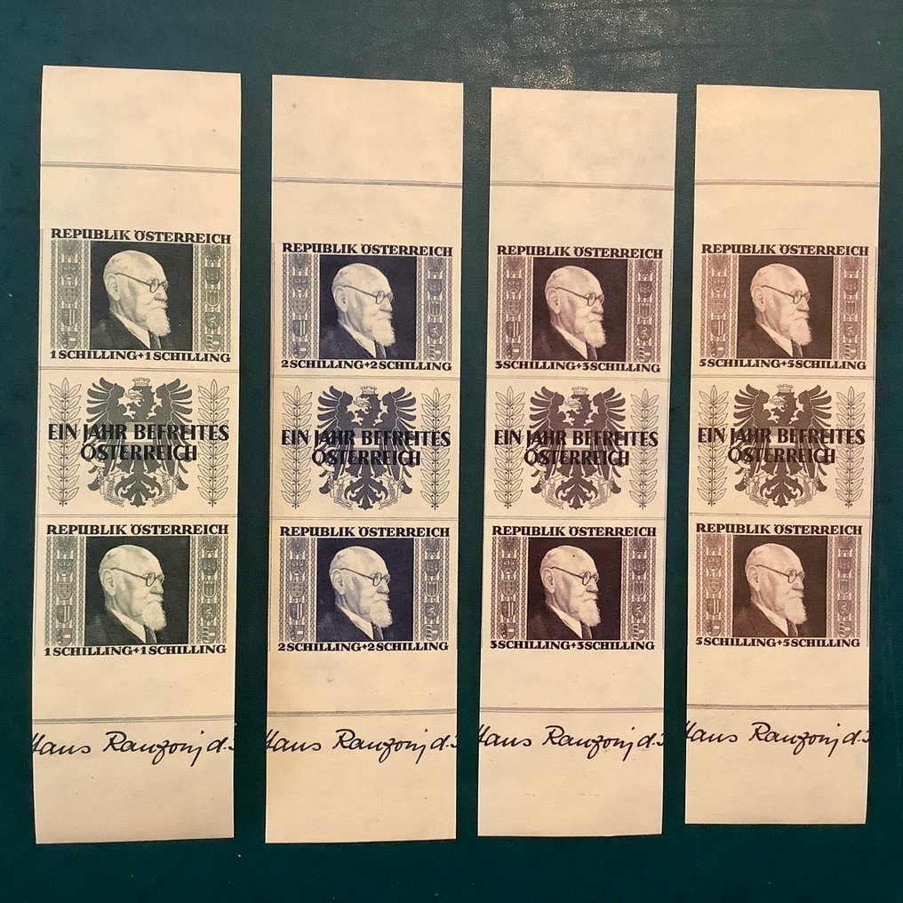 Autriche 1946 - Renner : rayure verticale avec zone de cuir. - Michel 772/775 BWZ #1.0