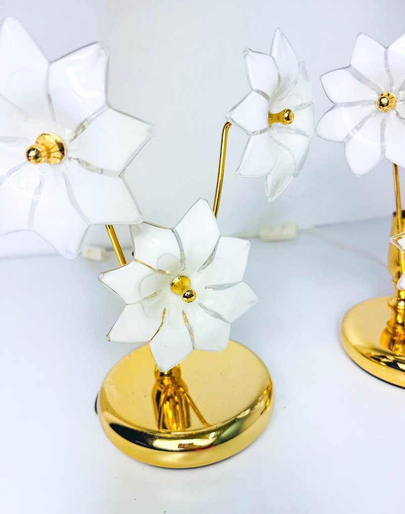 Tischlampe (2) - Glas, Messing, Vergoldet #4.3