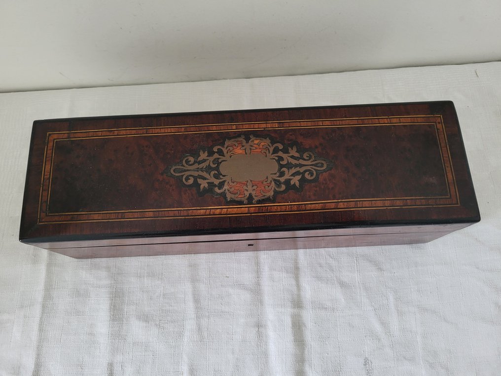 Κουτί - ξύλινο ντουλαπάκι με μαρκετερί - Ξύλο - με το κλειδί του #1.0