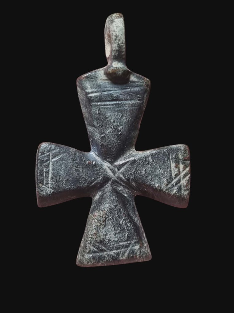 Μεσαιωνική, εποχή σταυροφόρων Μπρούντζος, Εκπληκτικό κέντρο empire Cross Κρεμαστό κόσμημα  (χωρίς τιμή ασφαλείας) #1.0