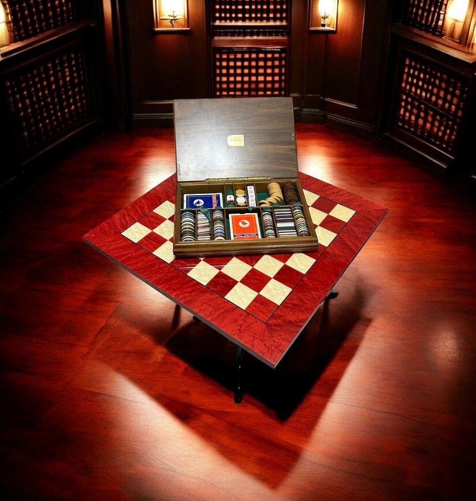 Dal Negro - Savonarola - Dagobert - Tavolo da gioco (3) - Art Design - Scacchiera Girevole - Legno, Ottone, Bronzo - Set di Poltrone #3.2