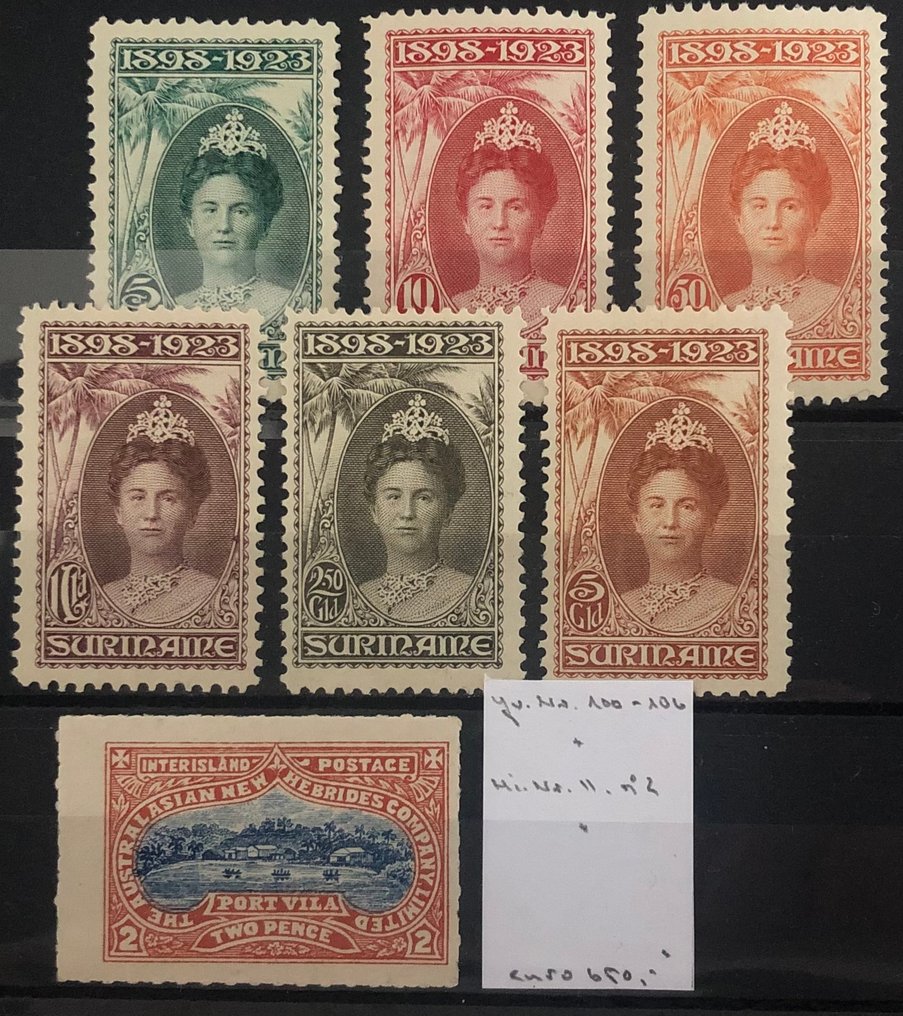 Suriname 1897/1923 - Wilhelmina Jubilee in the New Hebrides - Yvert Nr. 100-106 \ Michel Nr. II #1.0