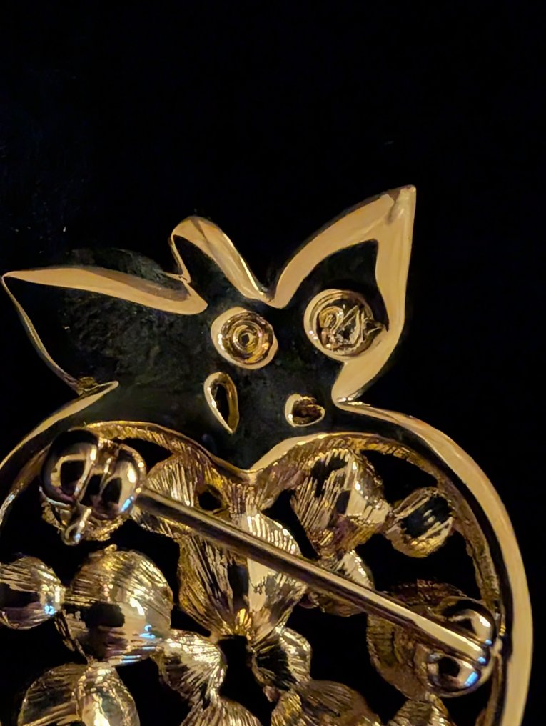 塑像, Swarovski broche appel - 3 cm - 金属, 铑金镀层 #3.2