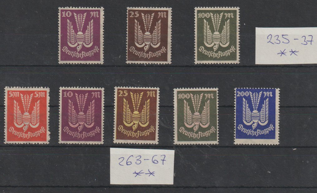 Impero tedesco 1919/1936 - Raccolta di post sul Reich tedesco - 606 + 607 u.a. Michel #3.2