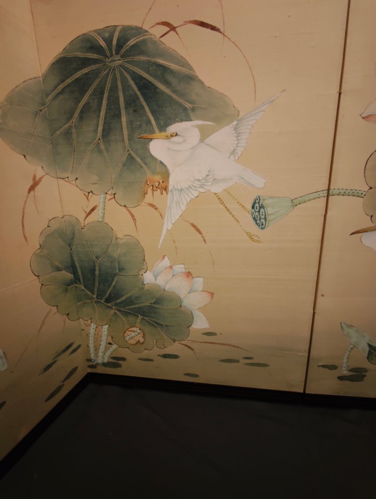 Διαχωριστικό οθόνης/δωματίου - Ξύλινο πλαίσιο με χειροποίητα υφάσματα με υφή μεταξιού, που έχουν ζωγραφιστεί με το χέρι. - Χονγκ Κονγκ - διαχωριστικό δωματίου Hong Kong (χωρίς τιμή ασφαλείας) #2.1