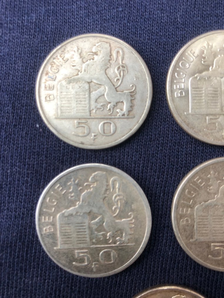 Belgium. Boudewijn. 50 Francs 1948/1949/1950 5 stuks (No reserve price) #2.1