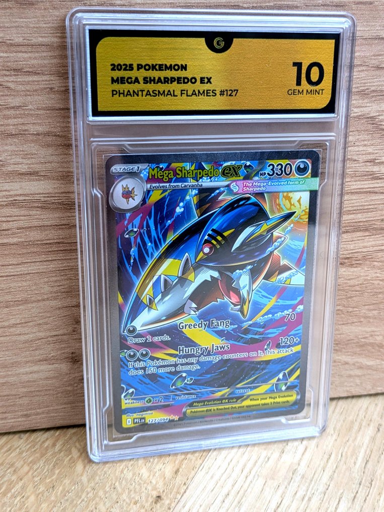 Pokémon - 1 Graded card - Sharpedo #127 SIR Flames - Illustration AR Art Rare 全圖, 壓膜 - GG 10 #1.0