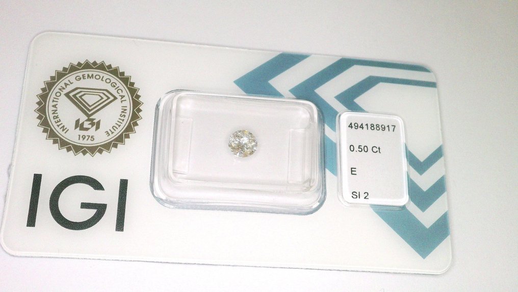 2 pcs 鑽石  (天然)  - 1.00 ct - 圓形 - E(近乎完全無色) - SI2 - 國際寶石學院（International Gemological Institute (IGI)） #4.3