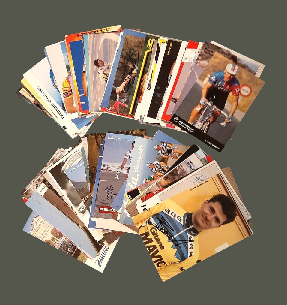珍稀拍卖品：100张自行车运动员签名的复古卡片（1980-1990年代）  #1.0