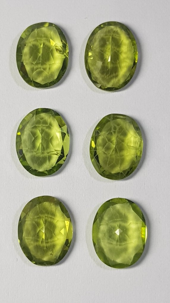 6 pcs  Green Peridot  - 10.56 ct - Antwerp Laboratory for Gemstone Testing (ALGT) - Intense Yellowish Green #2.1