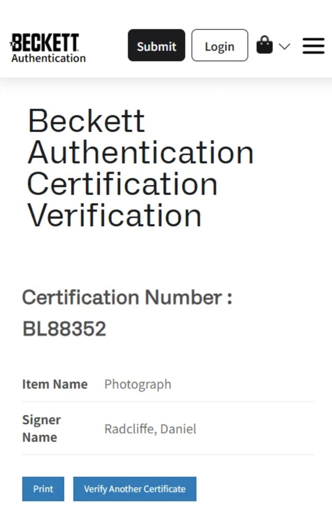 Harry Potter - Daniel Radcliffe Signed 8x10 beckett rare #3.2