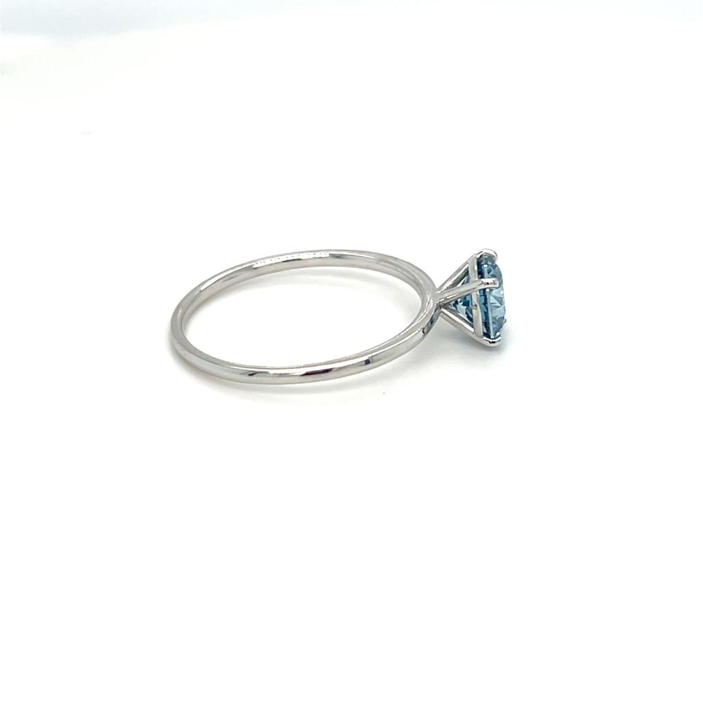 Fără preț de rezervă - Inel - 14 ct. Aur alb -  1.03ct. tw. Albastru Diamant (Diamante de laborator fantezie de culori) #3.2