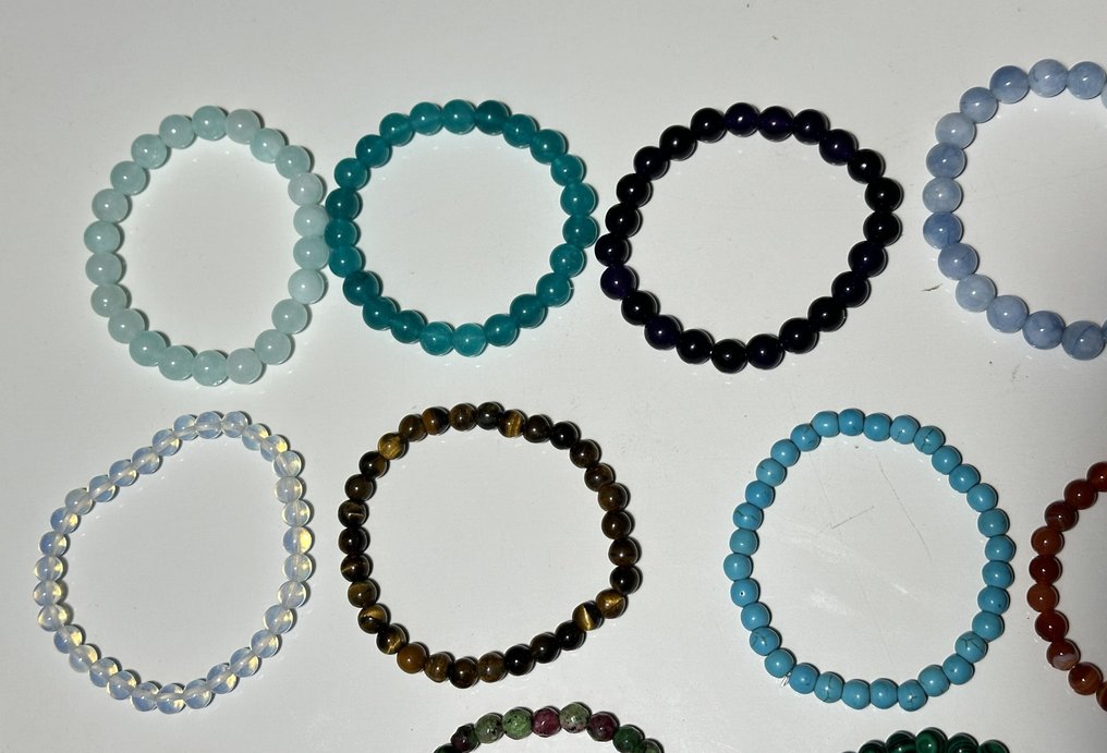 肾石英；海蓝宝石；紫水晶；玛瑙；石榴石；拉布拉多石…… / 高品质 / 1415 克拉 - 手镯 - 印度/巴西。 #4.3