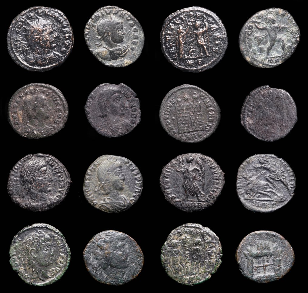 罗马帝国 Lote 8 monedas Æ acuñadas entre los siglos III - IV d. C.  (没有保留价) #1.0