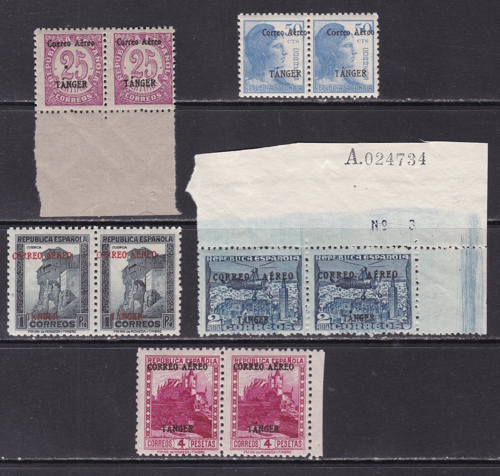 Tangier 1939 - Tanger - Edifil 108/112 - Spain Stamps Authorized - Short Series in Pairs #1.0