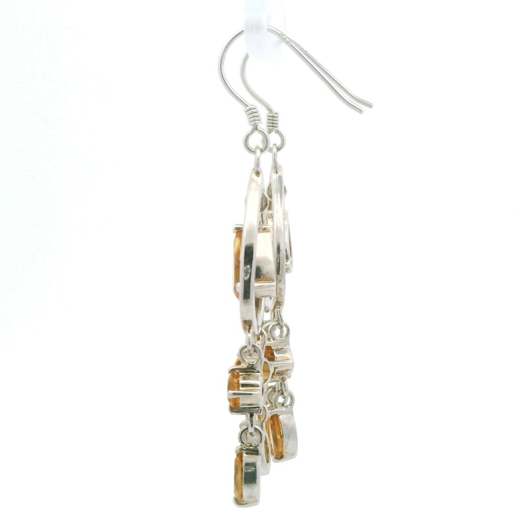 Sem preço de reserva - Brincos gota Prata, Brincos de prata 925 com citrino em estilo candelabro – 7,16 g Citrino #2.1
