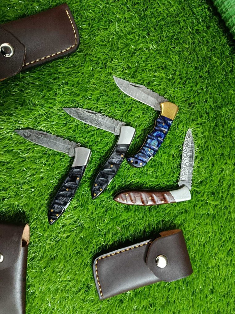 Køkkenkniv -  Fold 6 - Amerikansk anderledes Alaskansk træ og klinge lavet af 1095 og 15N20 foldet stål - Frankrig - Køkken foldkniv #1.0