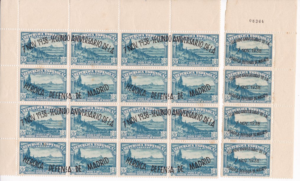 Spanien 1938 - II Jubiläum der Verteidigung von Madrid - Block 4 - MNH - Edifil 789/790 #1.0
