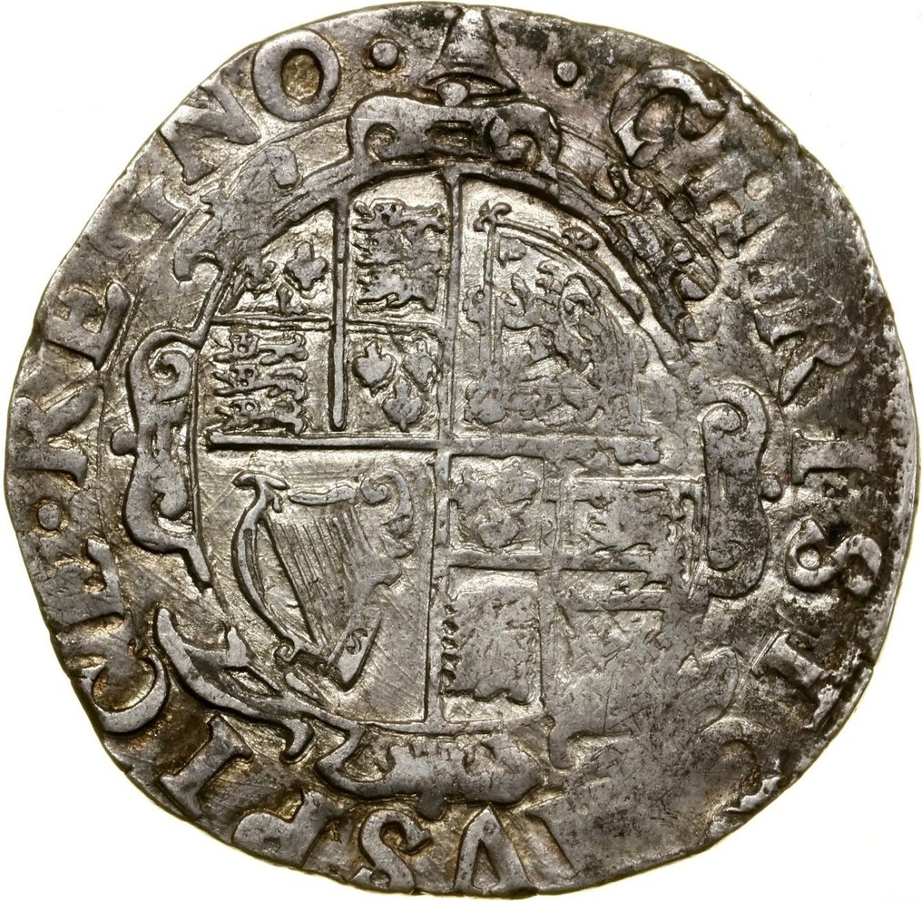 Angleterre. King Charles I (1625-1649). 1 Silver Shilling 1634–1635 London, Mint mark: Bell - first type - extremely rare #1.0
