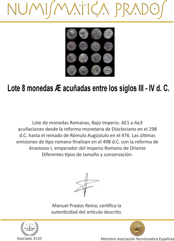 罗马帝国 Lote 8 monedas Æ acuñadas entre los siglos III - IV d. C.  (没有保留价) #1.0