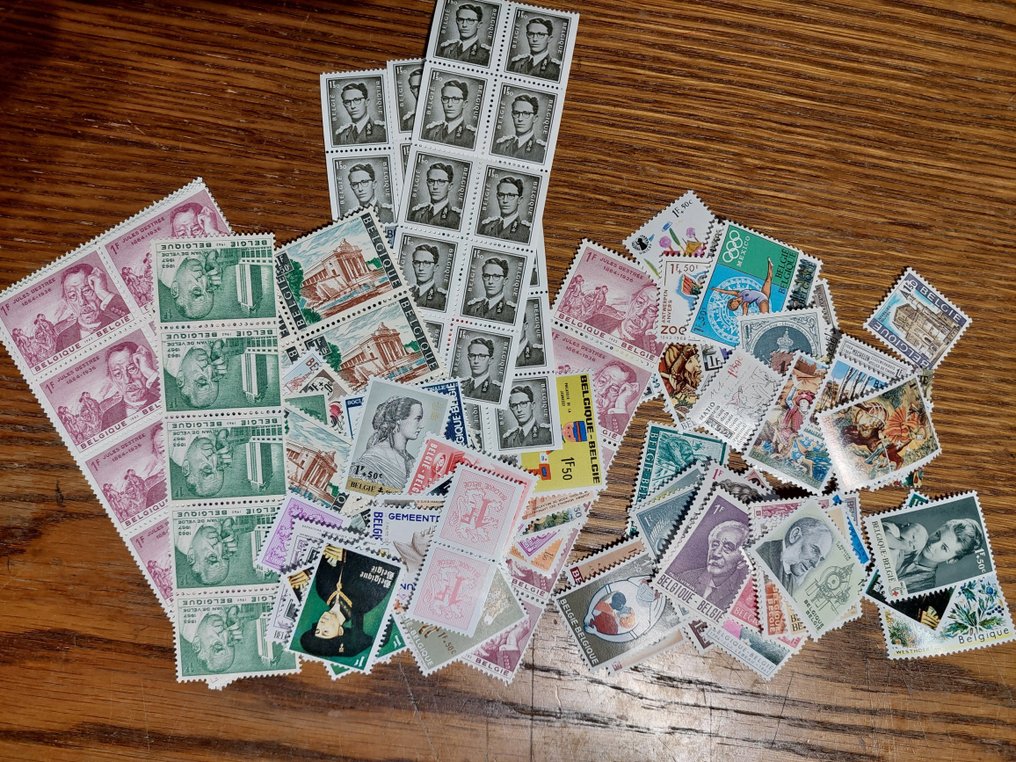 Belgio - Lotto di oltre 3300 francobolli validi, in blocchi, sezioni di fogli e francobolli sciolti. #1.0