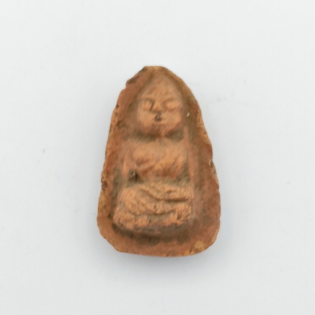 古代印度支那 粘土 坐佛念珠祈愿牌 - 40 mm  (没有保留价) #1.0