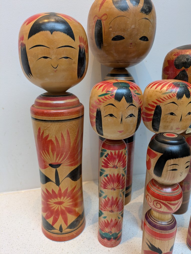 一套美丽的七个复古木偶 - 木 - Multiple Artists - Shōwa period (1926-1989) #3.2