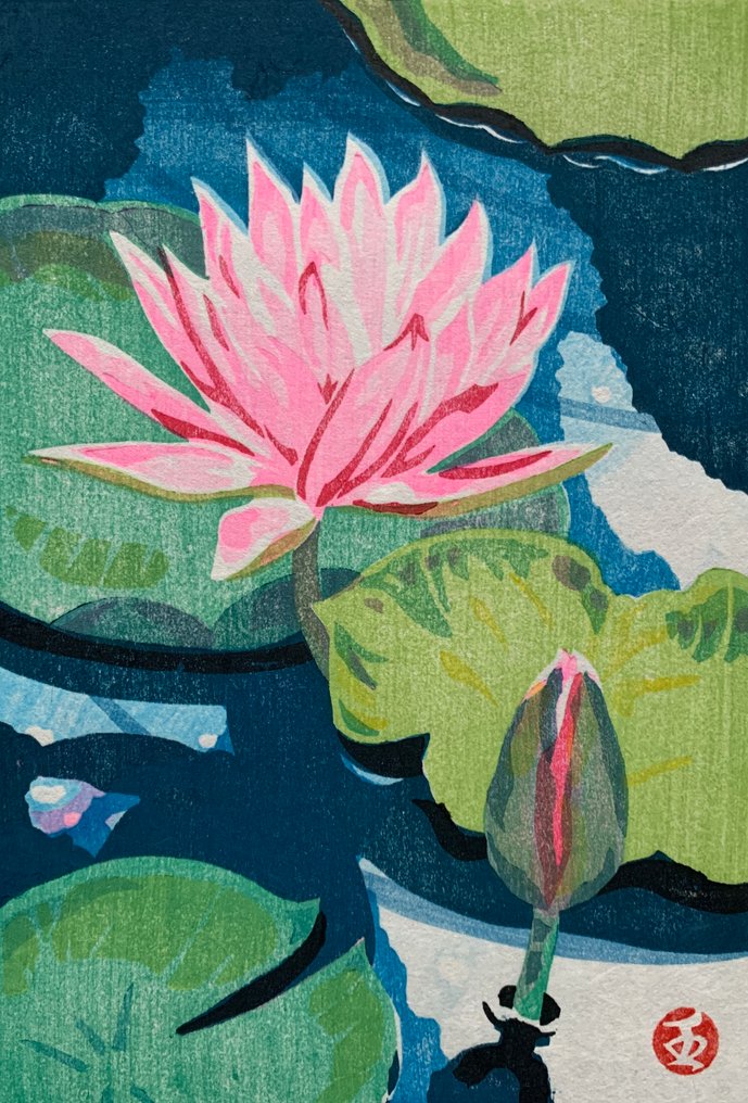 "Lotus on the water" - NO RESERVE ! - Junichi Mibugawa 壬生川純一 (b 1973) - 日本 #1.0