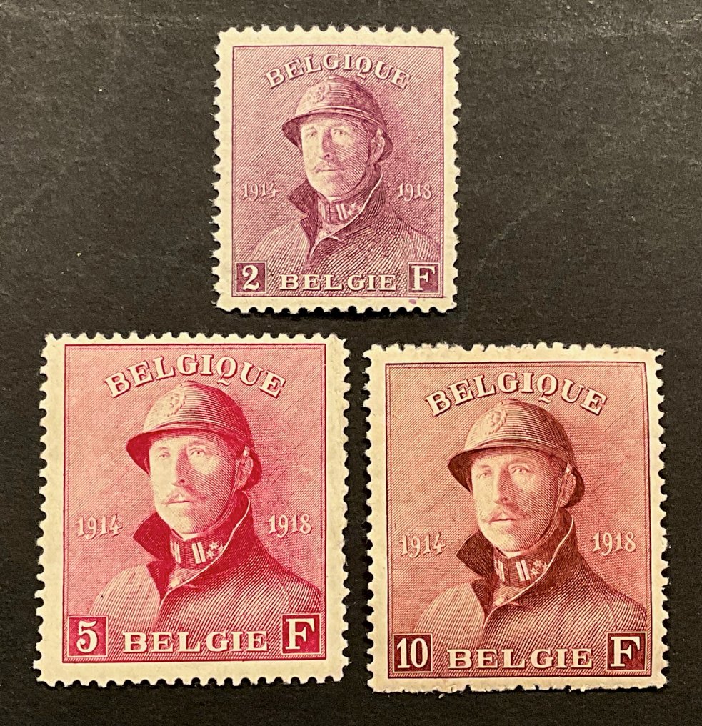 Bélgica 1919 - Albert I "Helm" - Série completa com centragens aprimoradas - OBP/OCB 165/78 #3.2