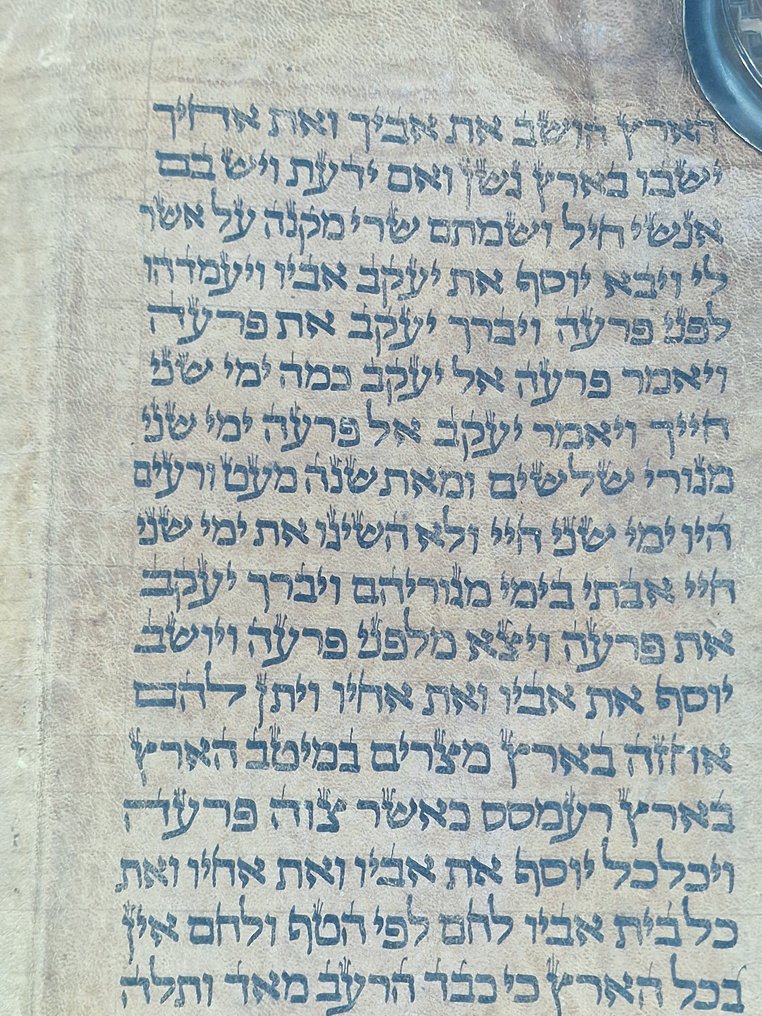 antique Torah scroll, a handwritten on leather - 1800 #1.0