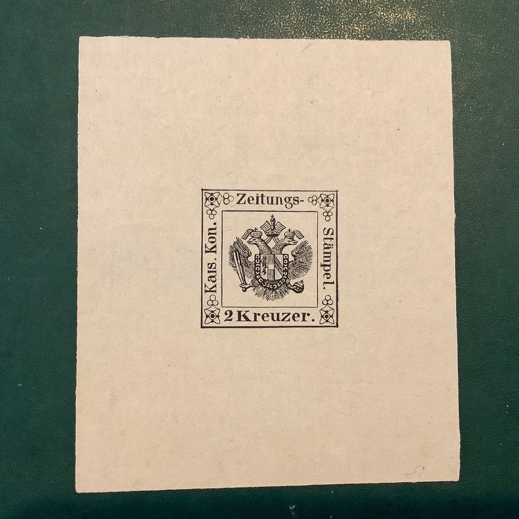 奧地利 1858 - 克兰滕封印：2克双鹰试验在薄手工中国纸上。 - Michel 1 #1.0