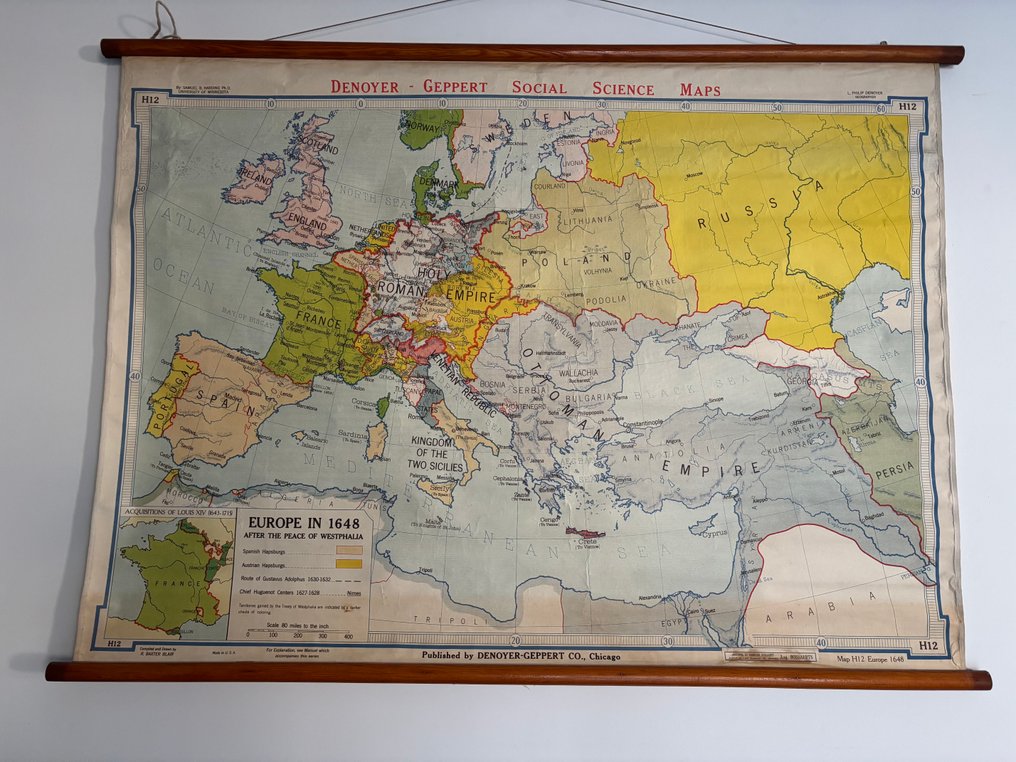 Affiche scolaire originale - Europe in 1648 - 1950s #1.0