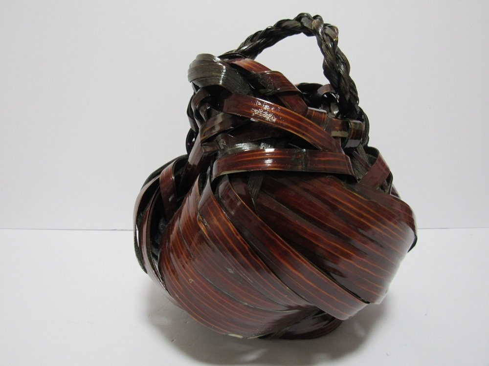 籃 - 木 - 平织的 Ikebana 竹制花篮 #4.3