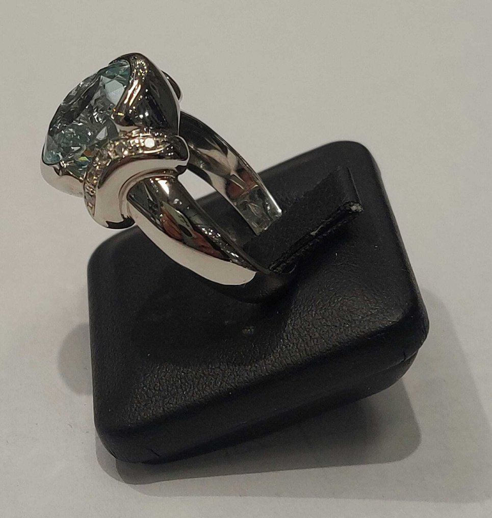 Gyűrű - 18 kt. Fehér arany - 6.70ct. tw. Akvamarin - Gyémánt #2.1