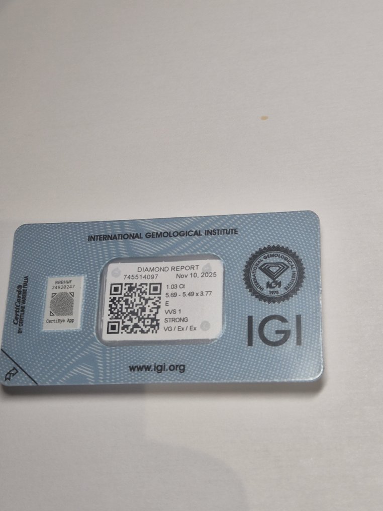 1 pcs Διαμάντι (Φυσικό) - 1.03 ct - Κούσιον - E - VVS1 - International Gemological Institute (IGI) #4.3