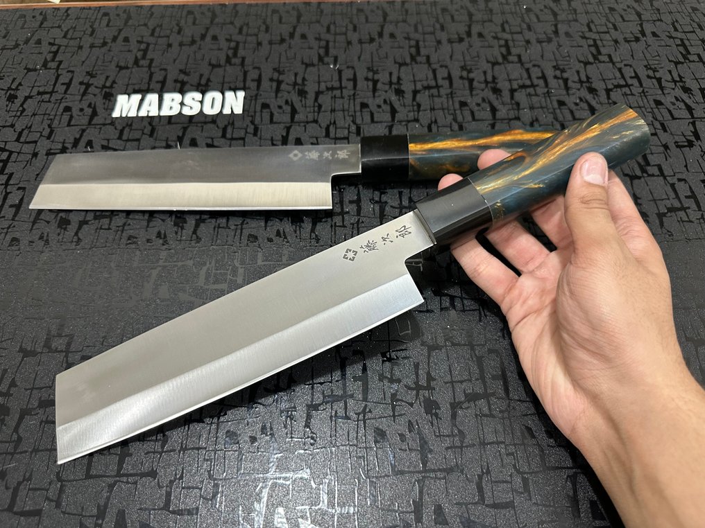 Cleaver - 廚刀 - Chef's knife - 锤打特殊D2钢菜刀日本厨师刀 - 人体工学混色树脂手柄 - 日本 #4.3