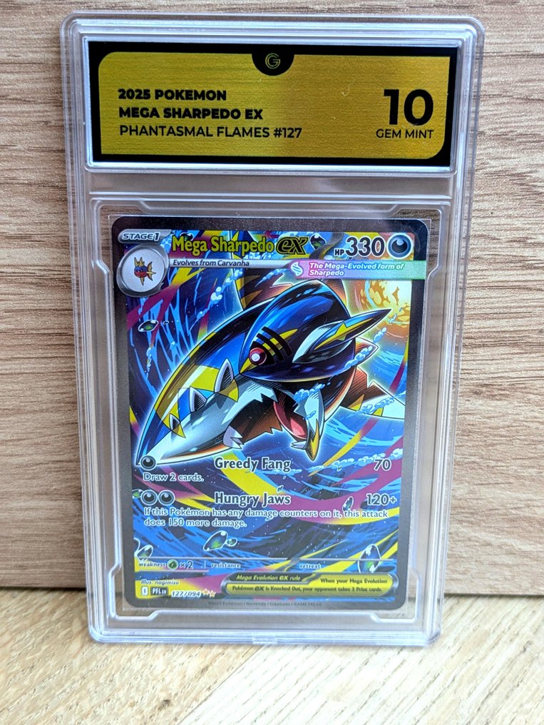Pokémon - 1 Graded card - Sharpedo #127 SIR Flames - Illustration AR Art Rare 全圖, 壓膜 - GG 10 #1.0