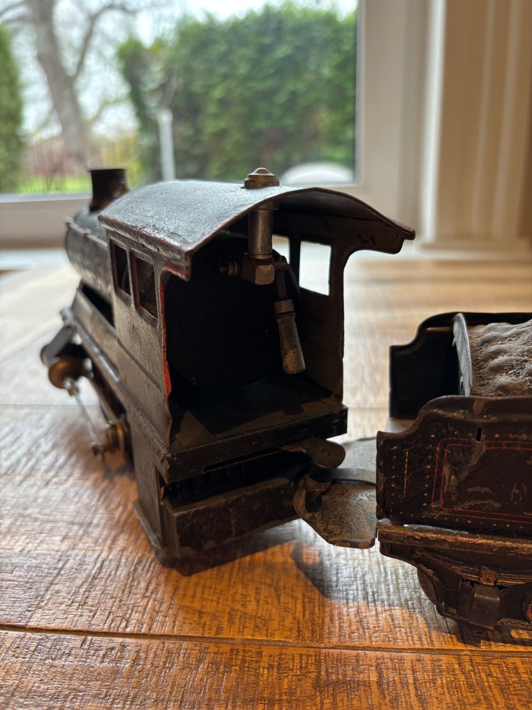 Märklin 1 - 蒸汽火車 (4) - 锡板玩具活蒸汽机车套装，包括机车、煤车和客车车厢。 #1.0