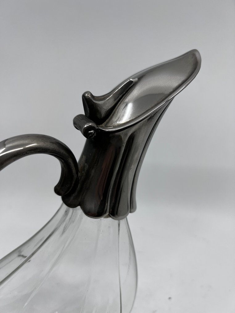 Vaseformet kande - Glas, Forsølvet - waterkan schenkkan #4.3